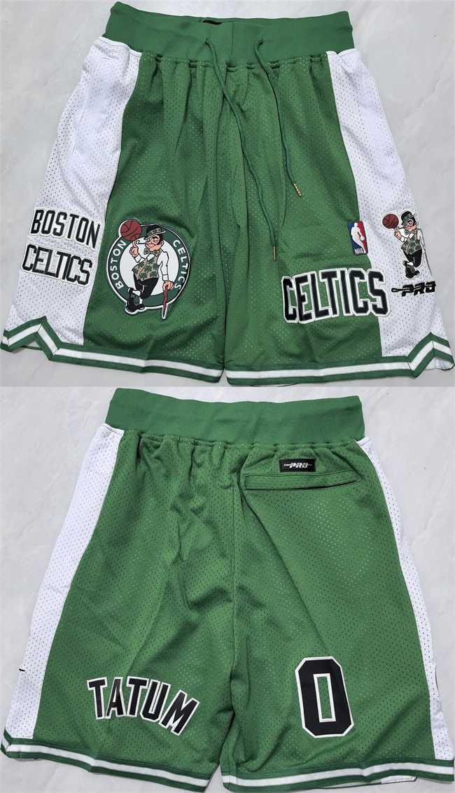 Men%27s Boston Celtics #0 Jayson Tatum Green White Shorts